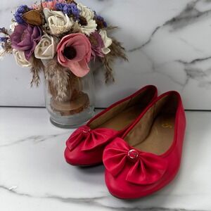 ❌SOLD❌Circus by Sam Edelman Red Bow Flats Ballet Shoes Women Sz 7.5 Extra Foam‎